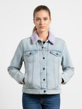 NEW‎ Levi’s Performance Women’s Smal Trucker Jean Jacket Snap Up Thermore Lined